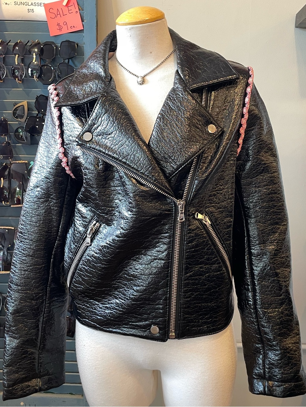 Shrimps Sz M Moto Jacket with Rosettes